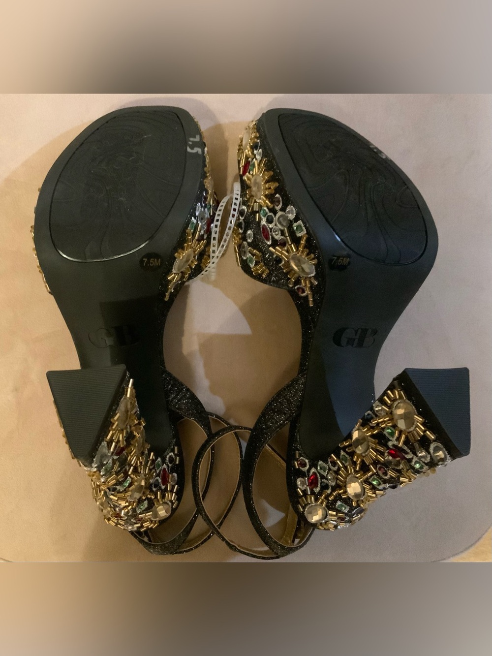 Gianni Bini Black Jeweled Platform Sandals - Picture 8 of 8